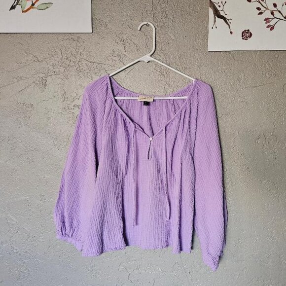 Universal Thread 100% Lavender Cotton Muslin Gauze Blouse SIZE L - Picture 1 of 4